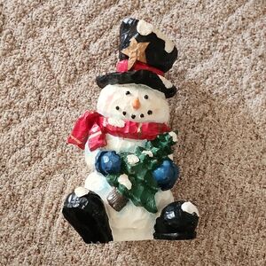 Vintage Handcarved Snowman Christmas Decor